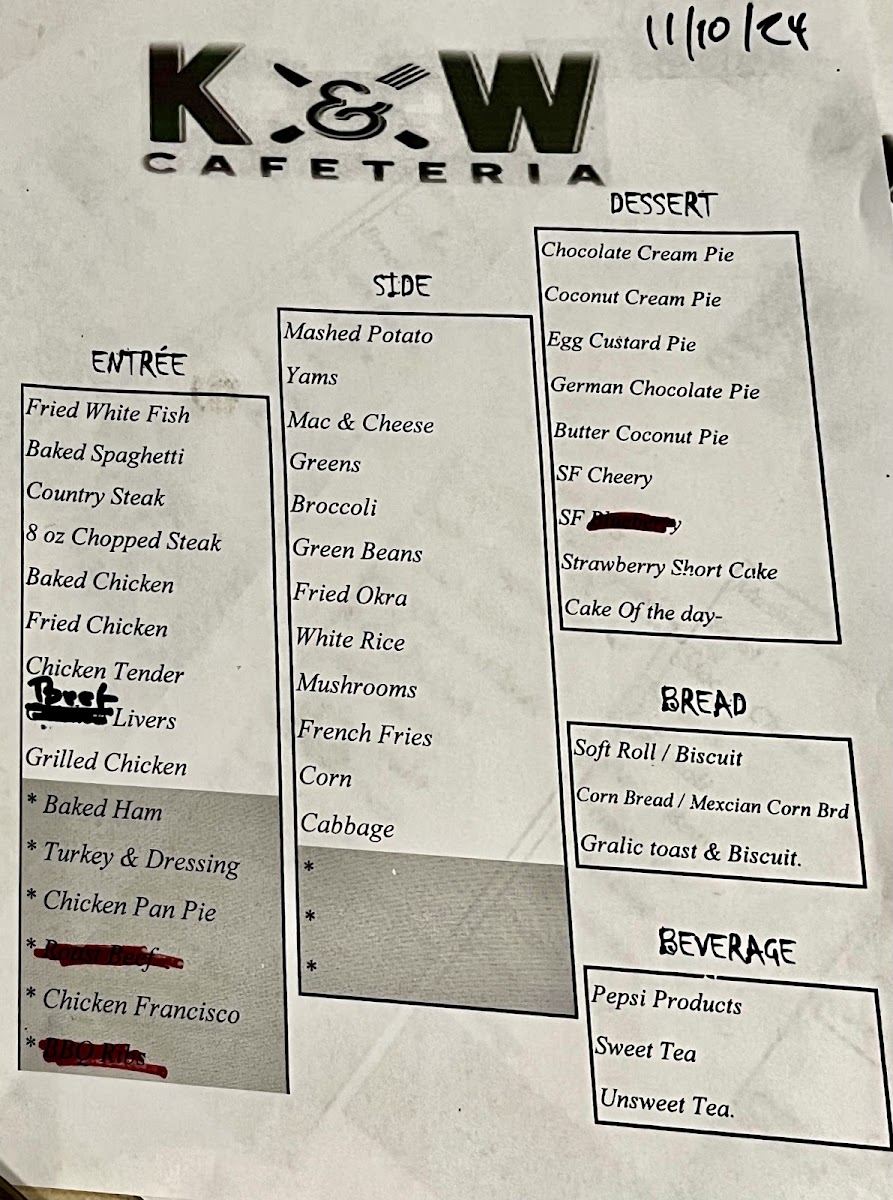 K&w Cafeteria Menu-1